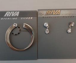 Riva sterling silver and crystal brooch and earrings