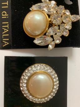 Lot of four vintage statement costume jewelry clip on earrings