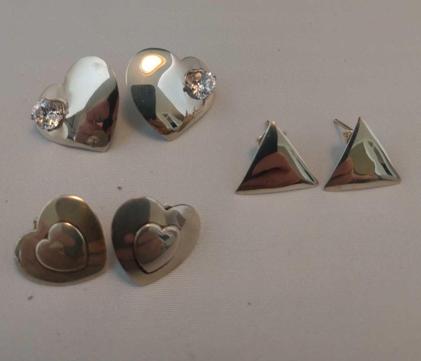 Lot of 3 small sterling silver pierced earrings