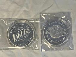 Lot of 2 KOBE BRYANT Lakers Coin Tokens-Mint condition