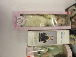 Lot of 10 Porcelain Dolls Various Sizes NEW in Boxes