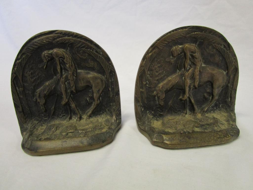 Vintage end of trail Native American cast iron bookends