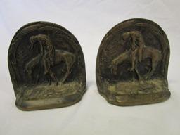 Vintage end of trail Native American cast iron bookends