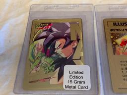 Lot of 3 15g Gold Cards-Dragon Ball Z, Garbage Pail Kids, Pocket Monster-Mint Condition