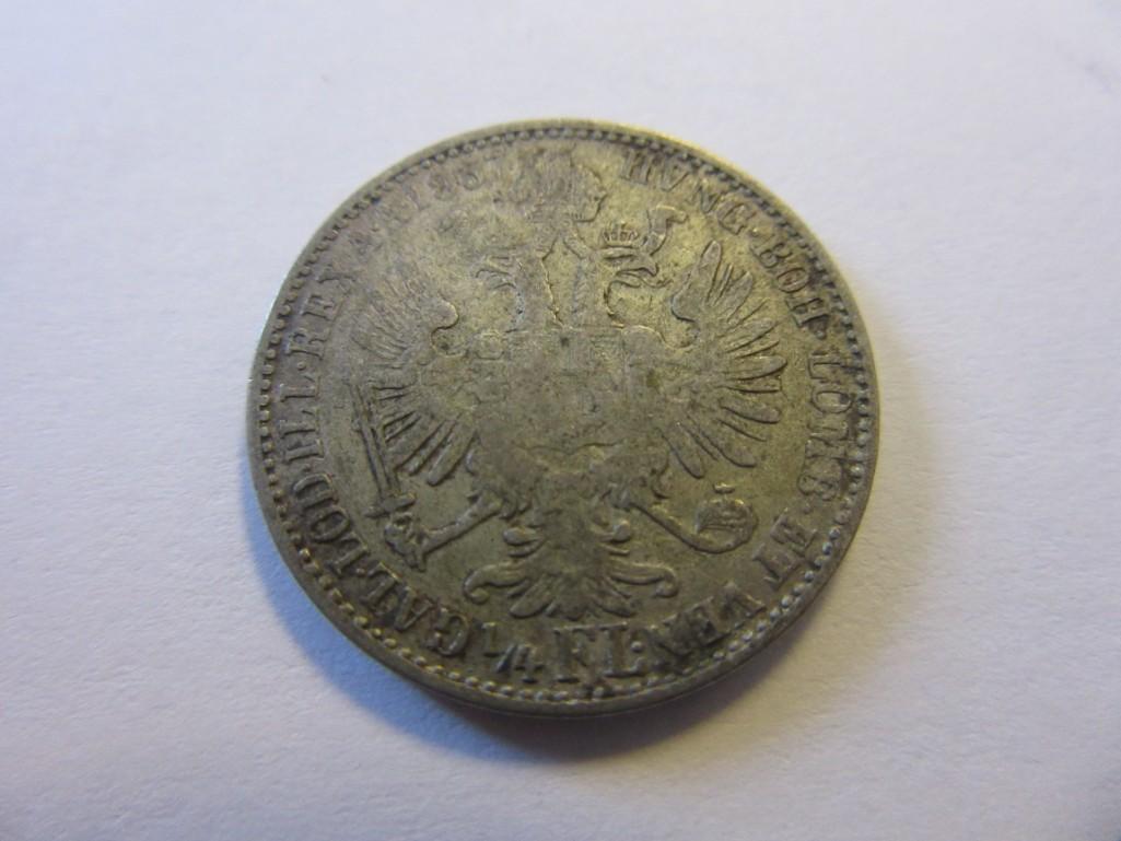 1857M .52 Silver Austrian 1/4 Florin Coin