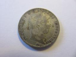 1857M .52 Silver Austrian 1/4 Florin Coin