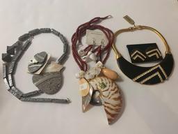 Lot of 3 costume matching necklace earring sets