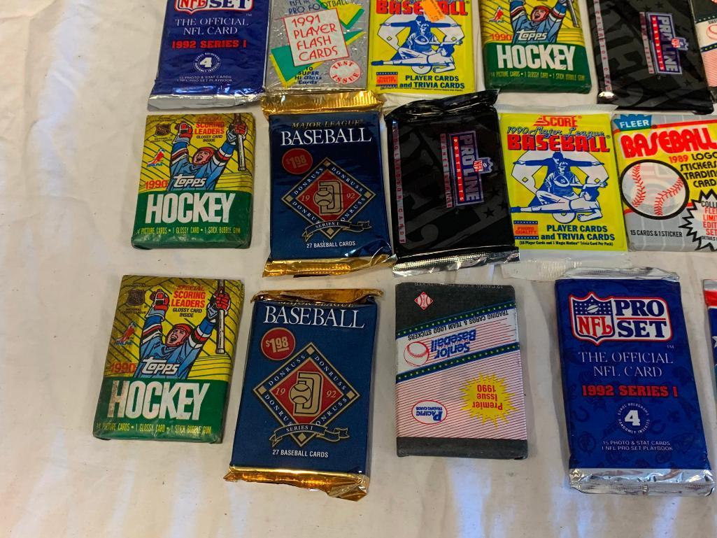 Lot of 39 Unopened Sealed Packs of1990's Sport Cards with 1989 Fleer Basketball