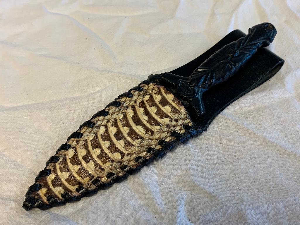 Small Fixed Blade Knife with Moccasin Skin Sheath