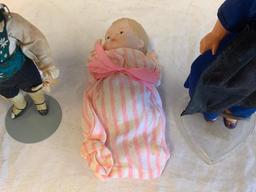 Lot of 5 Vintage Antique Dolls Some Bisque