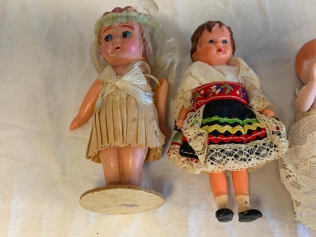 Lot of 7 Vintage Antique Dolls some Bisque