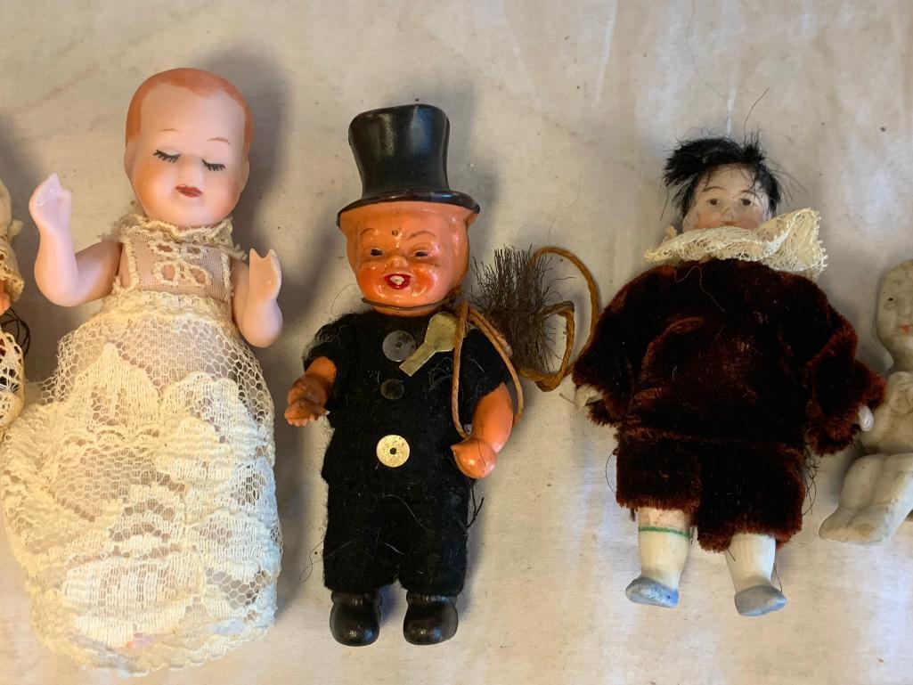 Lot of 7 Vintage Antique Dolls some Bisque