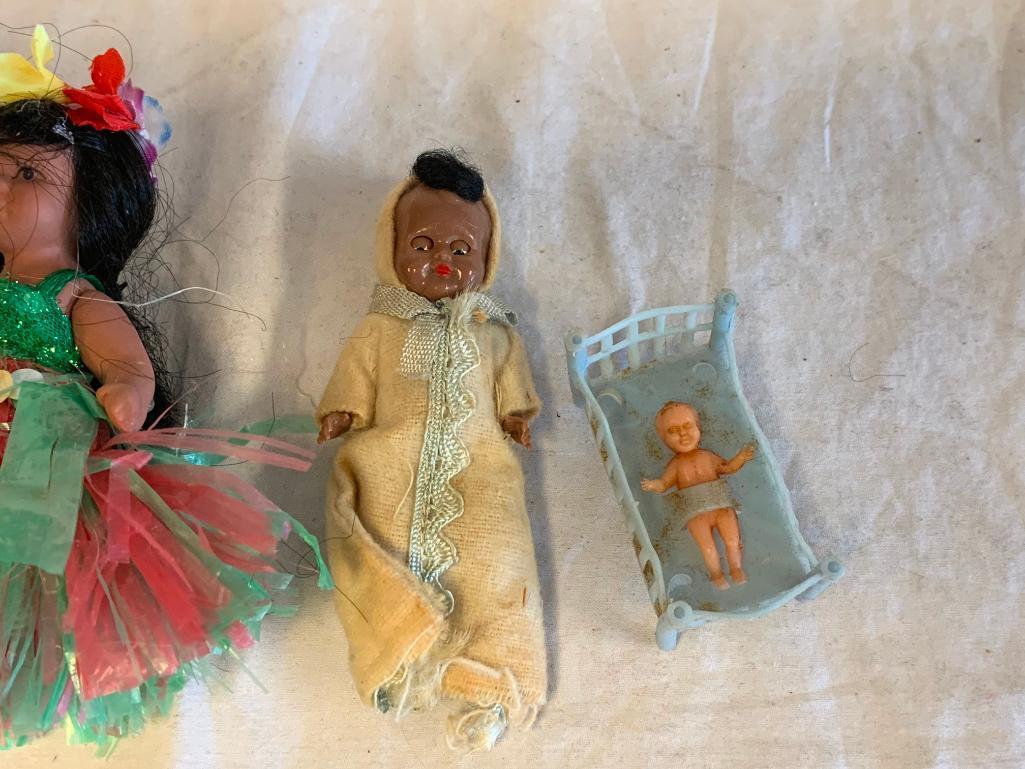 Lot of 7 Vintage Antique Dolls Miniature