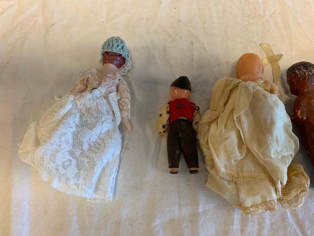 Lot of 7 Vintage Antique Dolls Miniature