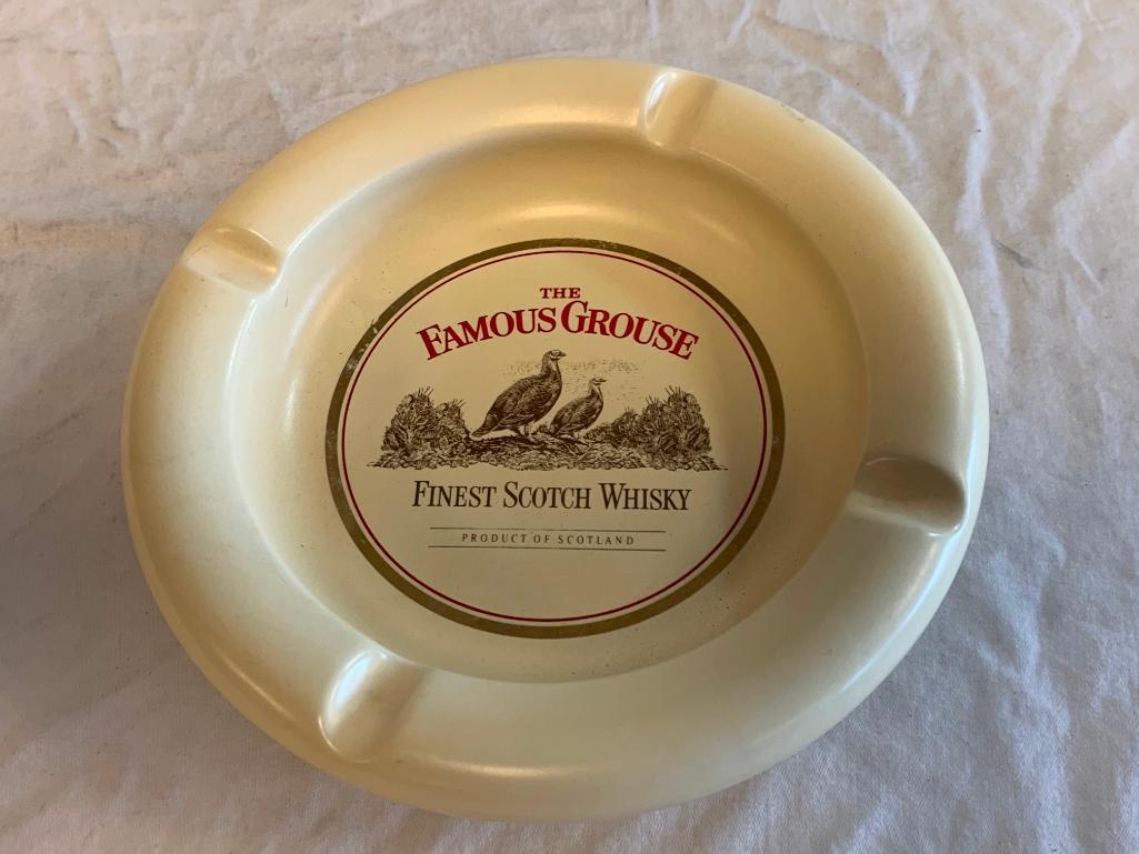 Vintage The Famous Grouse Whisky Ceramic Ashtray By Wade PDM Cream Colored