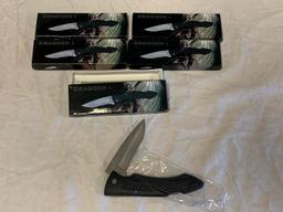 Lot of 5 Frost Cutlery 4 1/2" Closed Lightweight Lockback Stainless Steel Blade Dragoon I NEW 18-283