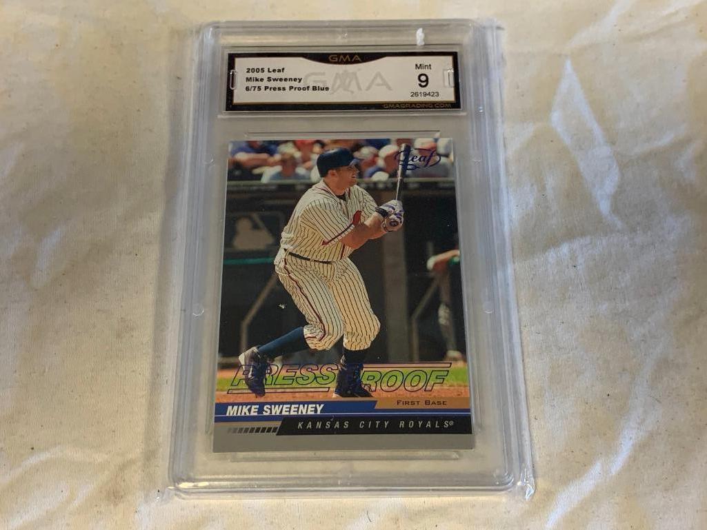 MIKE SWEENEY 2005 Leaf Baseball Press Proof Blue Graded 9 MINT by GMA