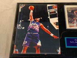 KARL MALONE Utah Jazz Wall Plaque with photo and Trading Card