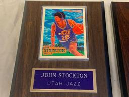 Utah Jazz KARL MALONE and JOHN STOCKTON Wall Plaque with trading Card