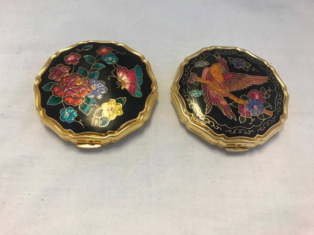 Lot of 2 Cloisonne Makeup Compacts