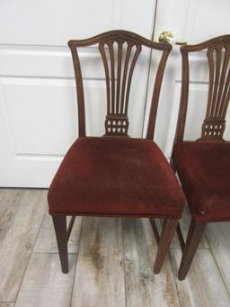 Pair of Vintage Red Cushion Wooden Chairs