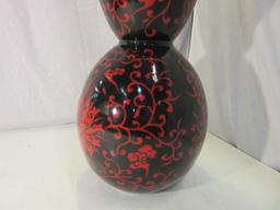 Large Black and Red Spotted Vase 40" Tall