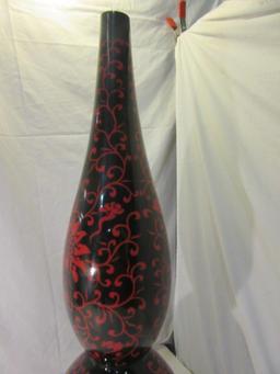 Large Black and Red Spotted Vase 40" Tall