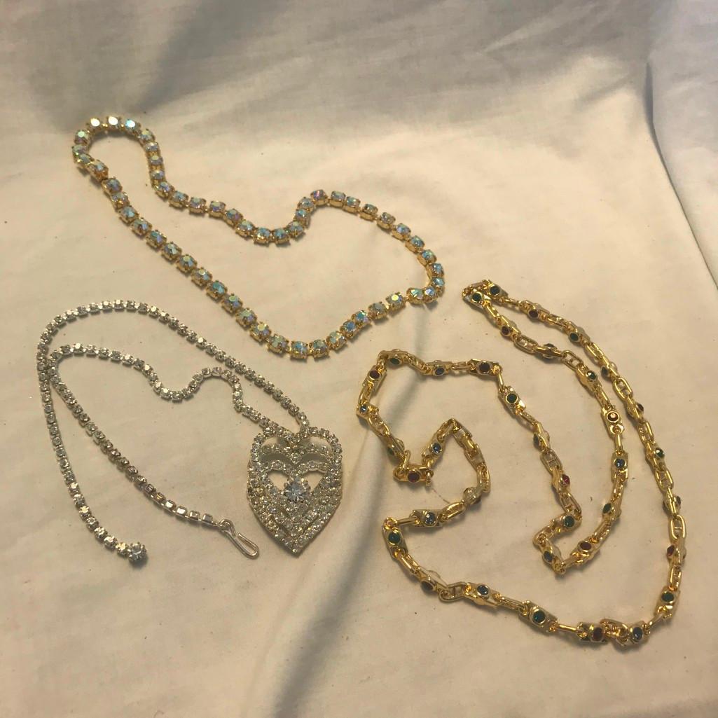 Lot of 3 Silver and Gold Tone Necklaces