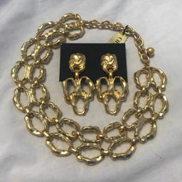 Lot of 2 Gold-Tone Necklace and Earring Sets