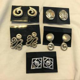 Lot of 13 Silver-Tone Clip-On Earrings