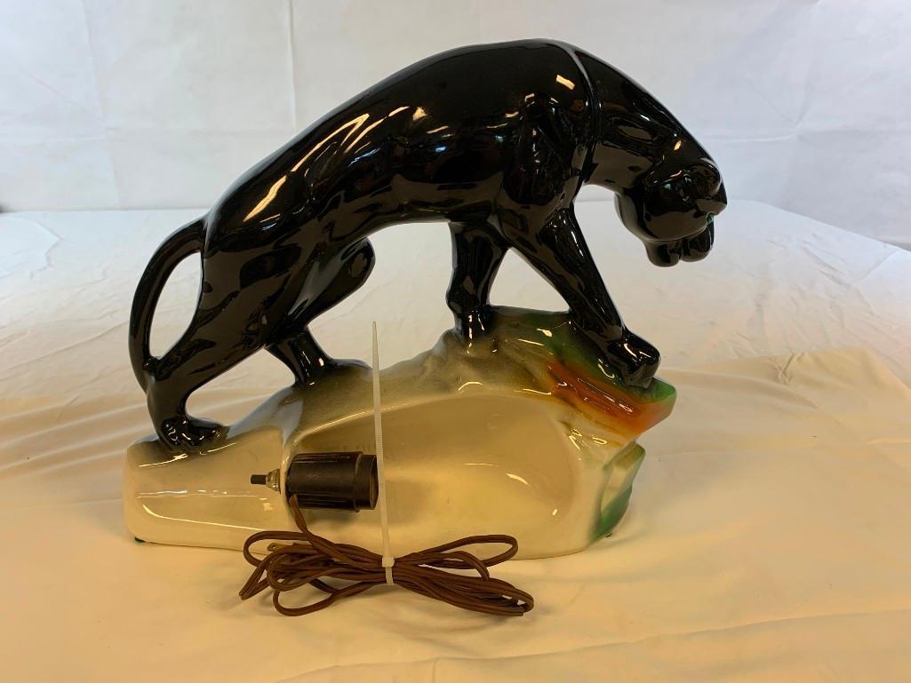 Vintage 1950s BLACK PANTHER JAGUAR TV LAMP