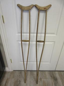 Pair of Vintage Wooden Crutches 49.5" Tall