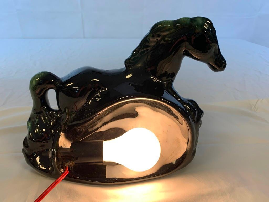 Vintage Walking Horses Ceramic Table or TV Lamp