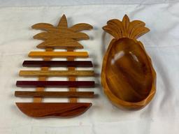 Wood PINEAPPLE Bowl with tray