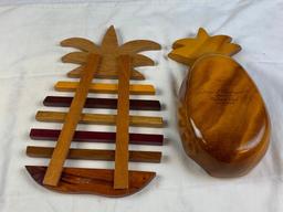 Wood PINEAPPLE Bowl with tray