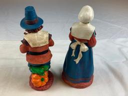 Lot of 2 Thanksgiving Pilgrims 8" Figures