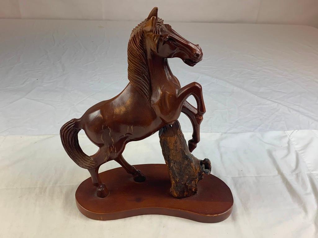 Wood Carved HORSE 14" Figure