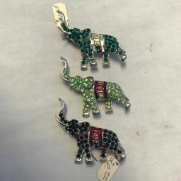 Lot of 8 Various Elephant Brooches