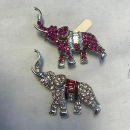 Lot of 8 Various Elephant Brooches