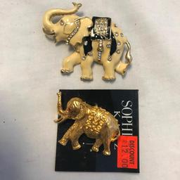 Lot of 8 Various Elephant Brooches