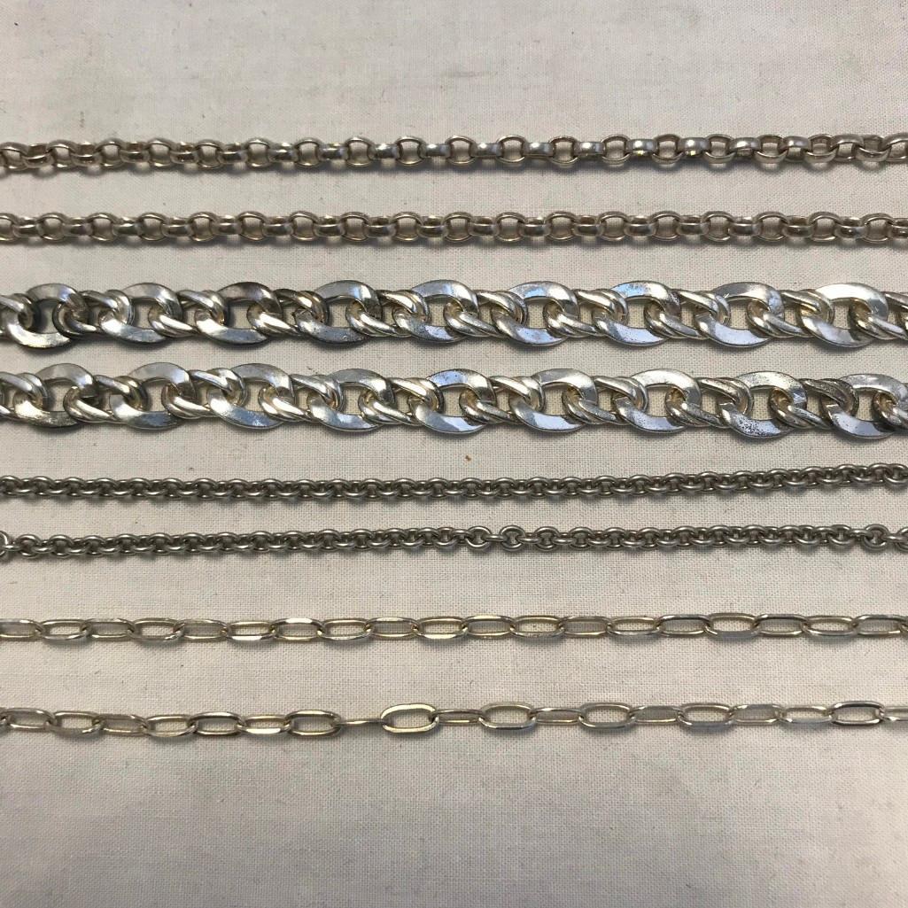 Lot of 4 Sterling Silver Chain Necklaces
