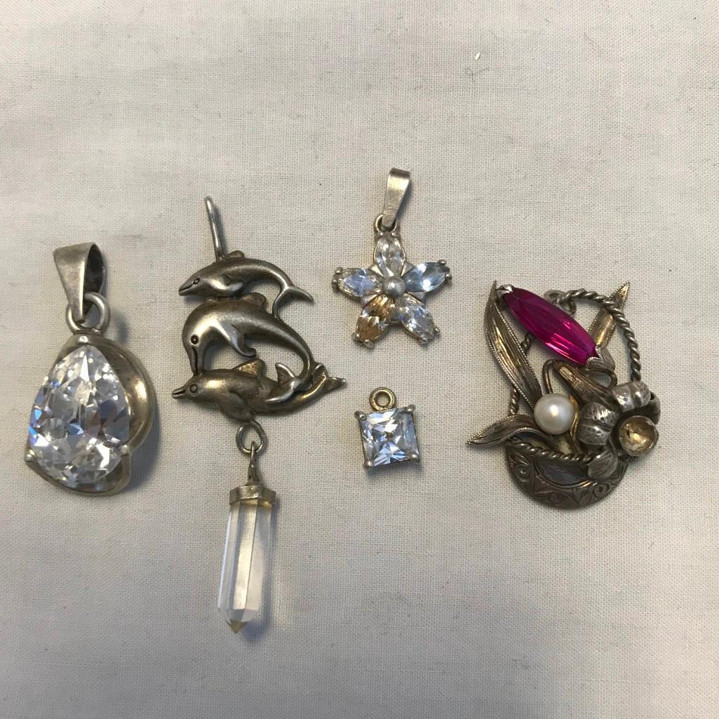 Lot of 5 Sterling Silver Misc. Pendant Charms