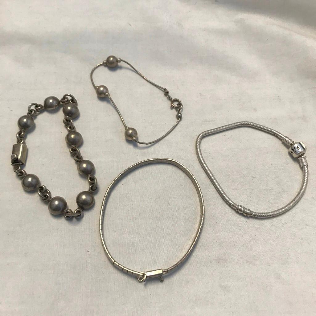 Lot of 4 Sterling Silver Misc. Bracelets