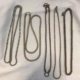 Lot of 5 Sterling Silver Misc. Chain Necklaces