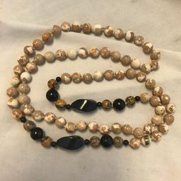 Lot of 3 Brown Marble Bead Necklaces