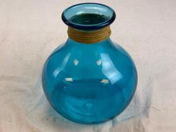 Blue Round Glass Vase