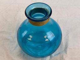 Blue Round Glass Vase