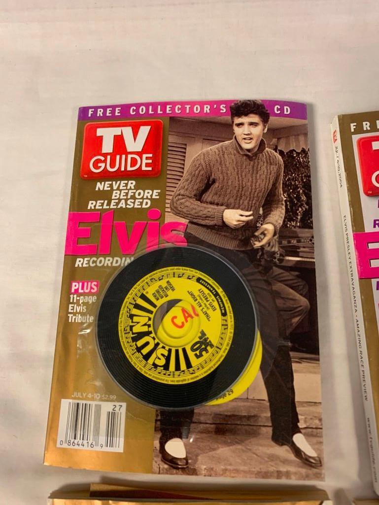 4 ELVIS PRESLEY TV Guides with 4 mini Sun Records