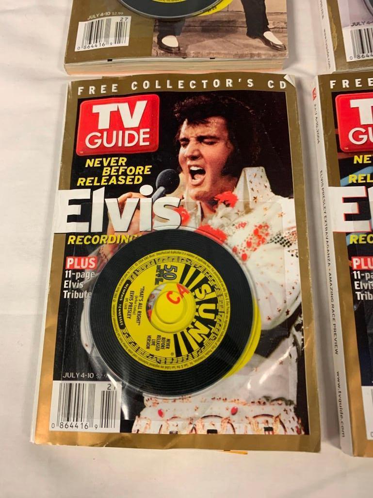 4 ELVIS PRESLEY TV Guides with 4 mini Sun Records