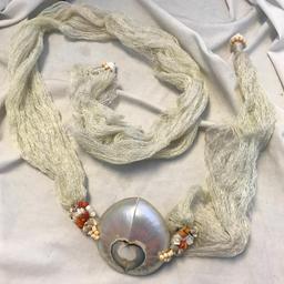 Lot of 2 White Rope and Faux Seashell Necklaces